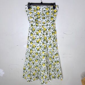 Audrey Parks Lemon Francesca's Strapless Lemon ( on trend) Print midi Dress 🍋 🍋